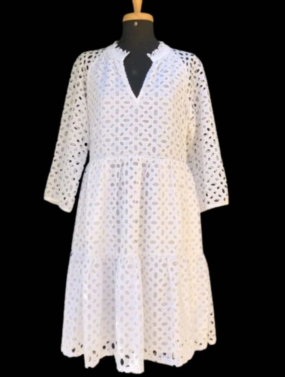 J Crew White Eyelet Dress  Size S Hidden Pockets - Picture 4 of 10